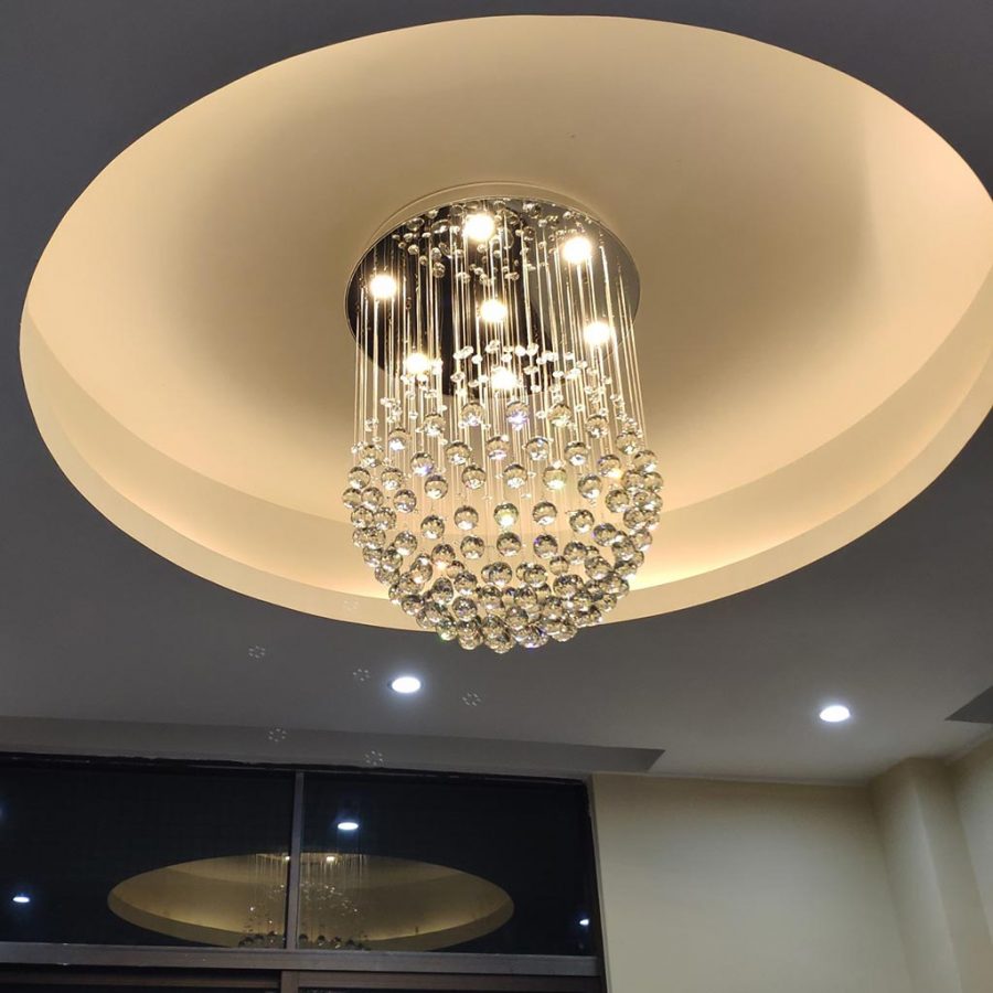 Đèn thả trần trang trí chùm giọt nước pha lê hình quả cầu cao cấp Venus