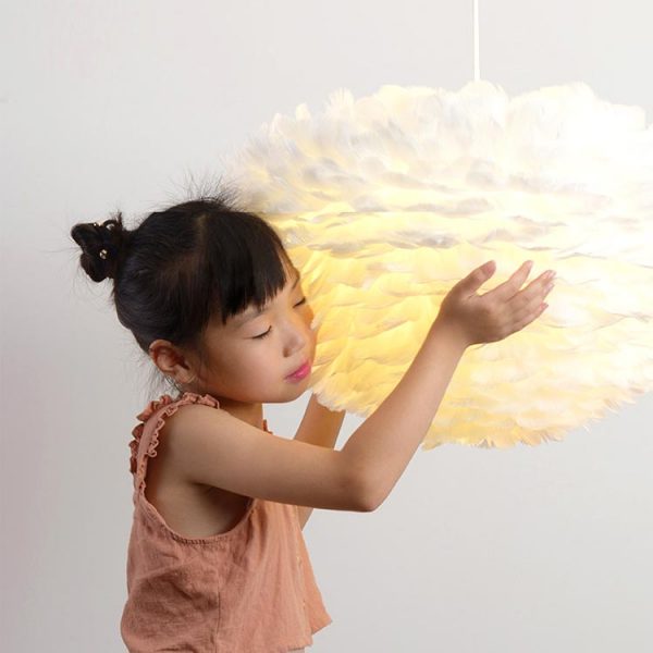 đèn thả trang trí lông vũ