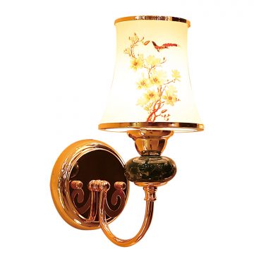 Đèn vách tường kim loại gắn ngọc chao vải hoa mai Venus VR7991