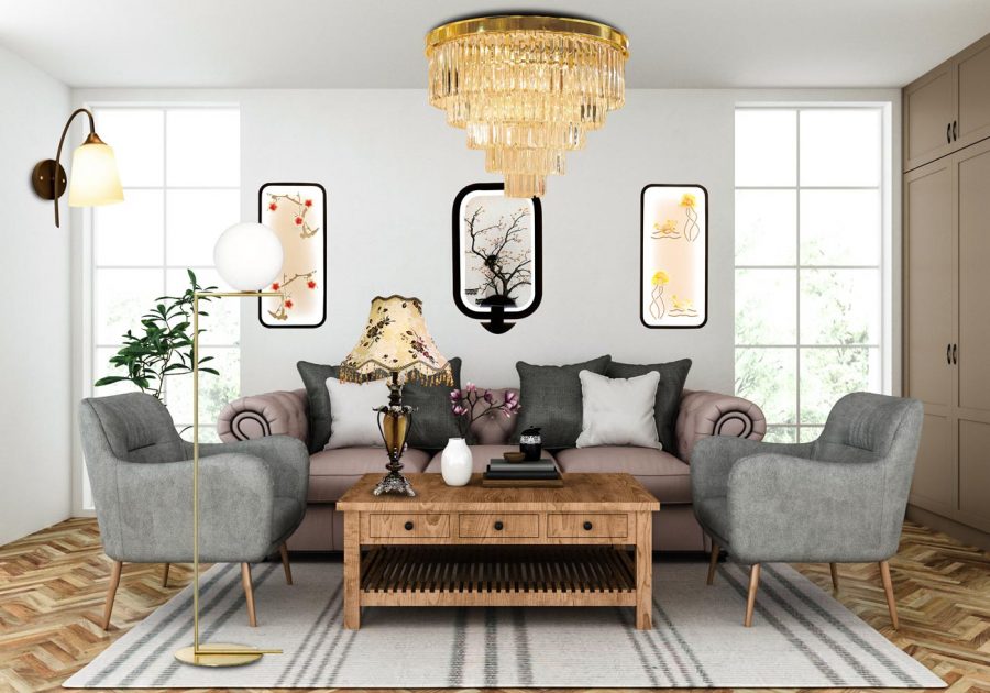 đèn trang trí thủy tinh đẹp phòng khách