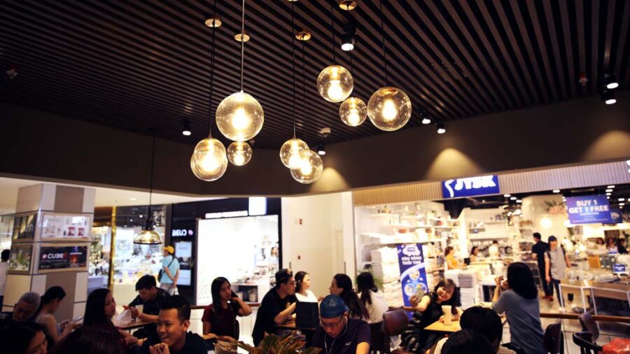 Không gian nội thất & Đèn Trang Trí Quán Trà Cà Phê Phúc Long ,Takashimaya, Quận 1