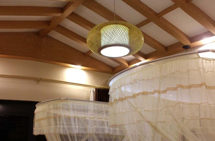 đèn gỗ tre nứa nhà hàng quán cafe