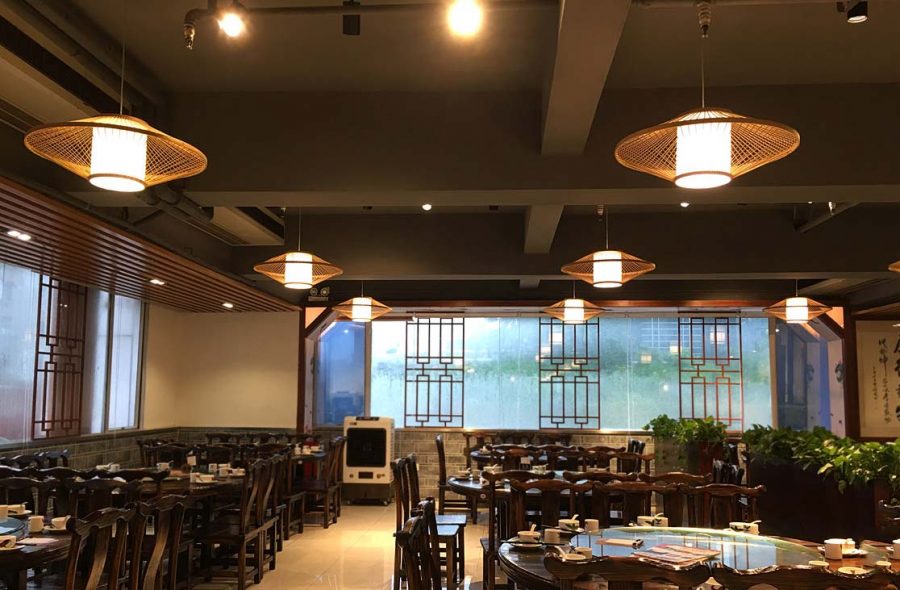 đèn gỗ tre nứa nhà hàng quán cafe