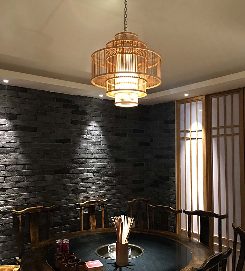 đèn gỗ tre nứa nhà hàng quán cafe