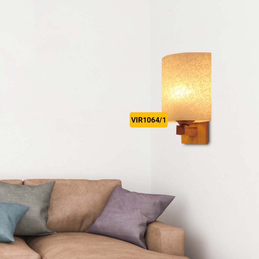 ĐÈN VÁCH TƯỜNG GỖ CHỤP ĐÈN THỦY TINH VENUS VIR1064/1