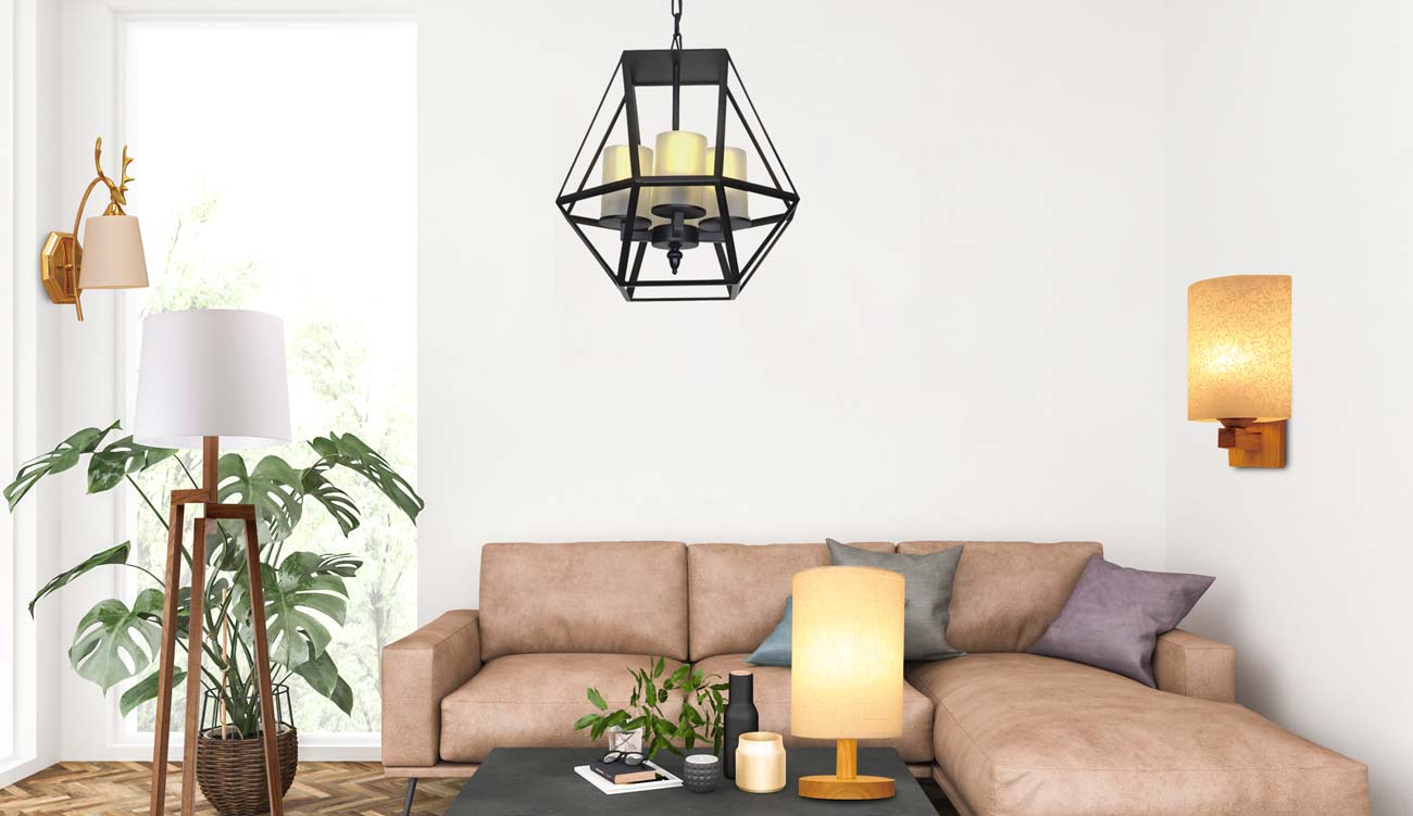 Đèn trang trí gỗ đẹp cho phòng khách nhỏ