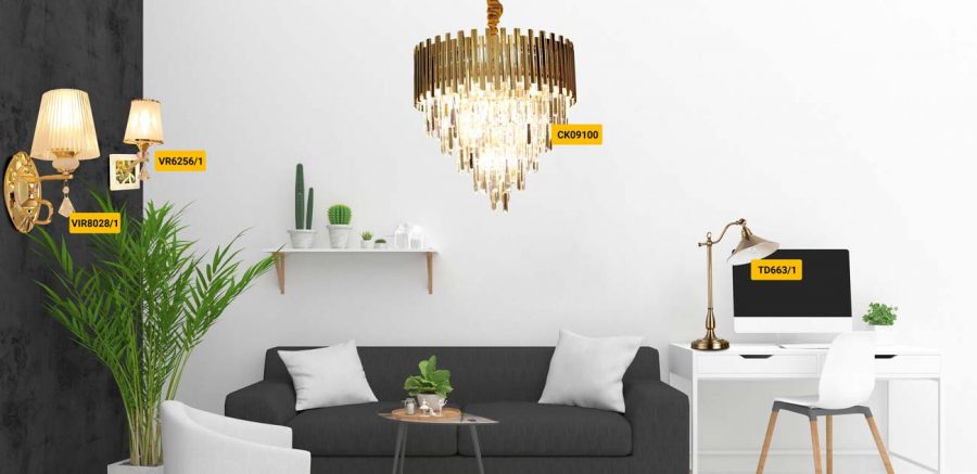 đèn trang trí phòng khách đơn giản, thanh lịch