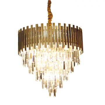 Đèn thả trần chùm pha lê khung kim loại sơn vàng 600x600 Venus CK09100