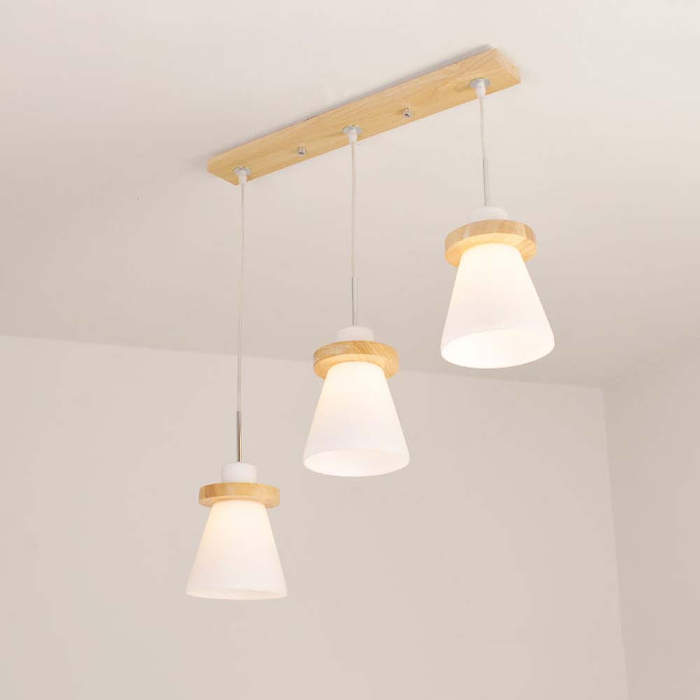 Đèn thả trang trí chiếu sáng bàn ăn chao thủy tinh hình nón chuôi gỗ cao cấp Đèn thả trang trí chiếu sáng bàn ăn chao thủy tinh hình nón chuôi gỗ cao cấp