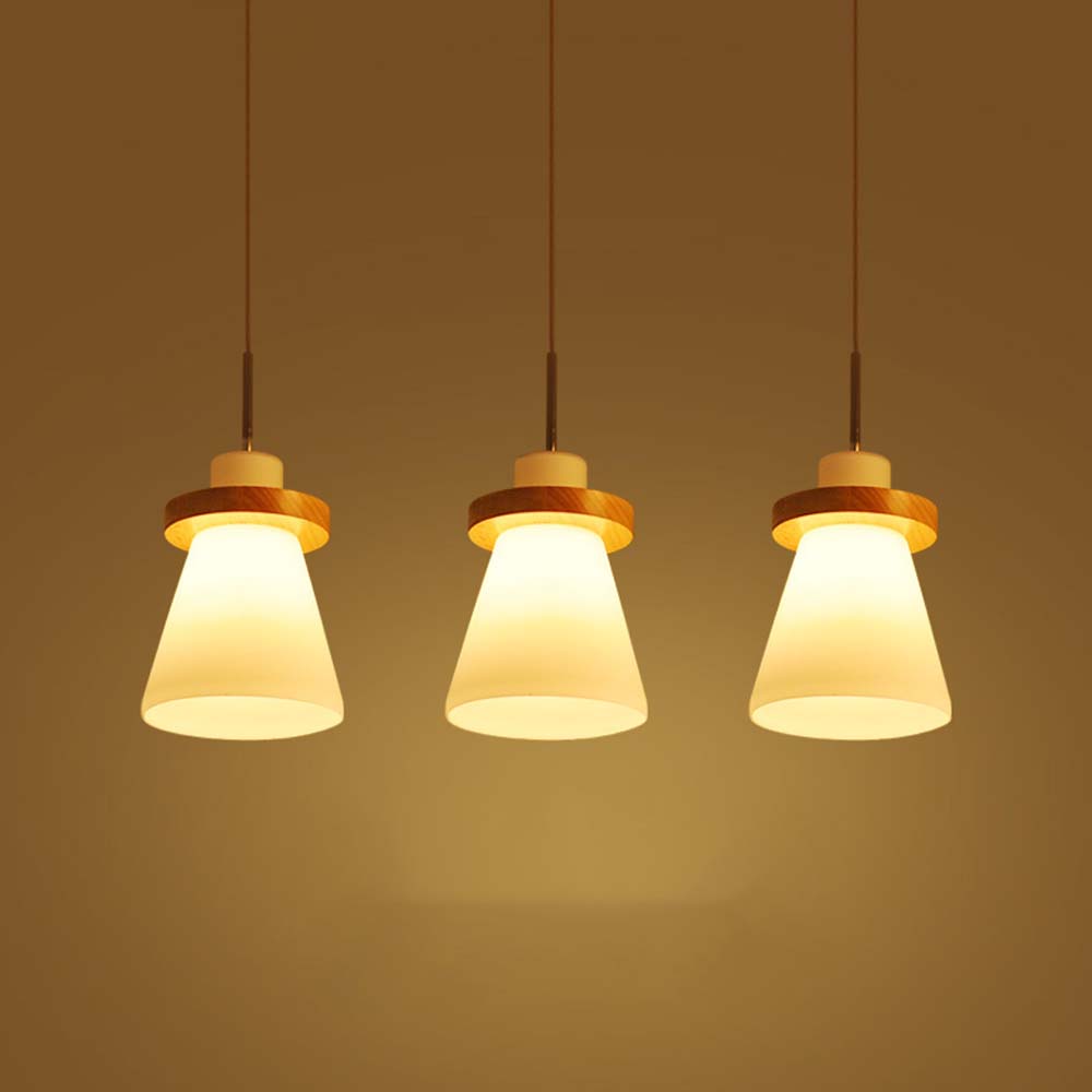 Đèn thả trang trí chiếu sáng bàn ăn chao thủy tinh hình nón chuôi gỗ cao cấp Đèn thả trang trí chiếu sáng bàn ăn chao thủy tinh hình nón chuôi gỗ cao cấp