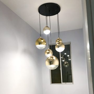 Đèn thả quả cầu gương bóng vàng gold Venus 8009G2