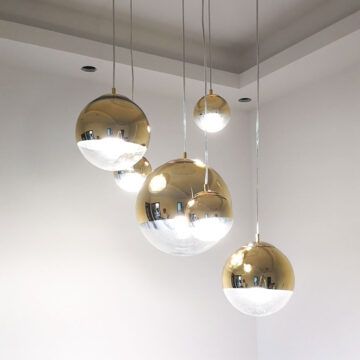 Đèn thả quả cầu gương bóng vàng gold Venus 8009G2