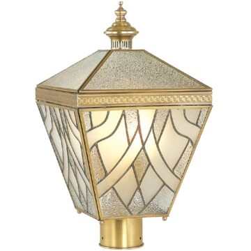 Đèn trụ cổng ngoài trời Đồng chụp thủy tinh hoa văn 3D Venus 500163-03