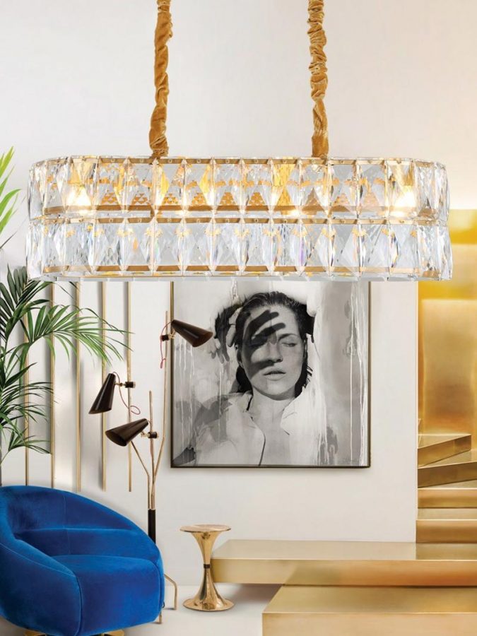 đèn thả chùm pha lê hình khối cao cấp