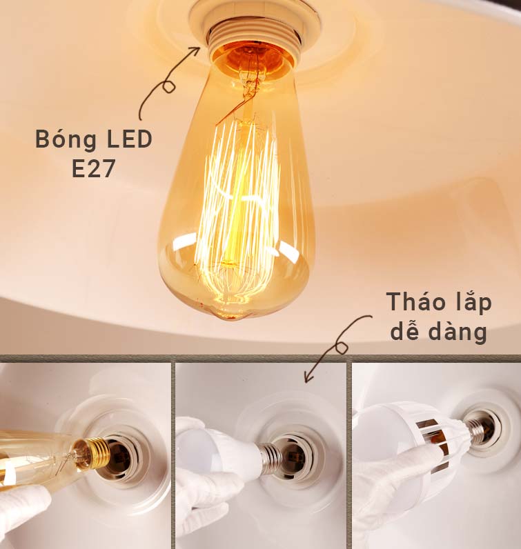 đèn ốp trần led cỏ mai mắn