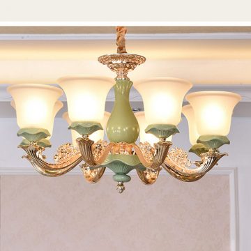 Đèn chùm 8 chao Thủy tinh thân màu gốm VENUS 6060/8