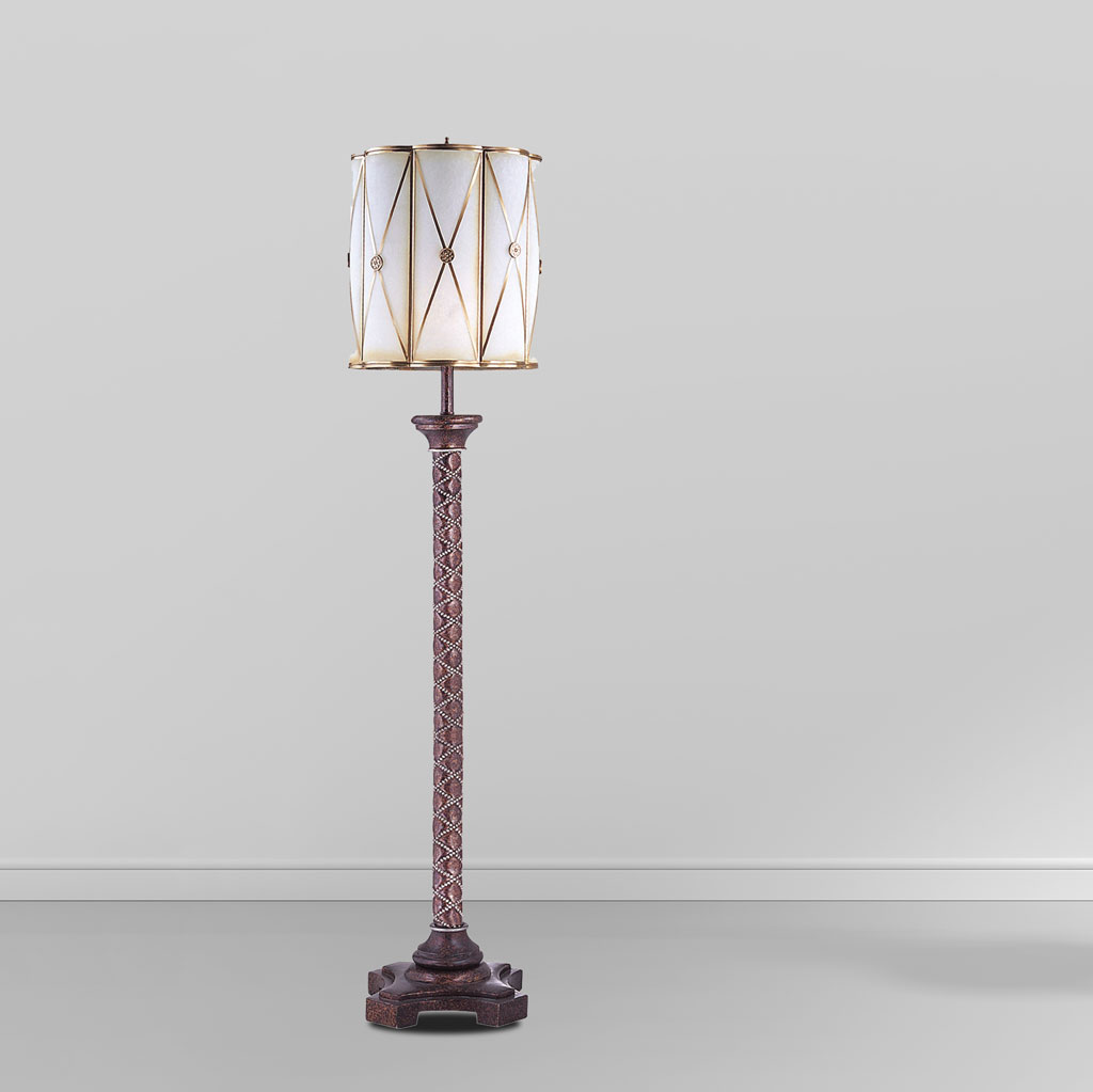 Đèn cây đồng phòng khách đính hạt pha lê chụp thủy tinh Venus 700001-01 Đèn cây đồng phòng khách đính hạt pha lê chụp thủy tinh Venus 700001-01