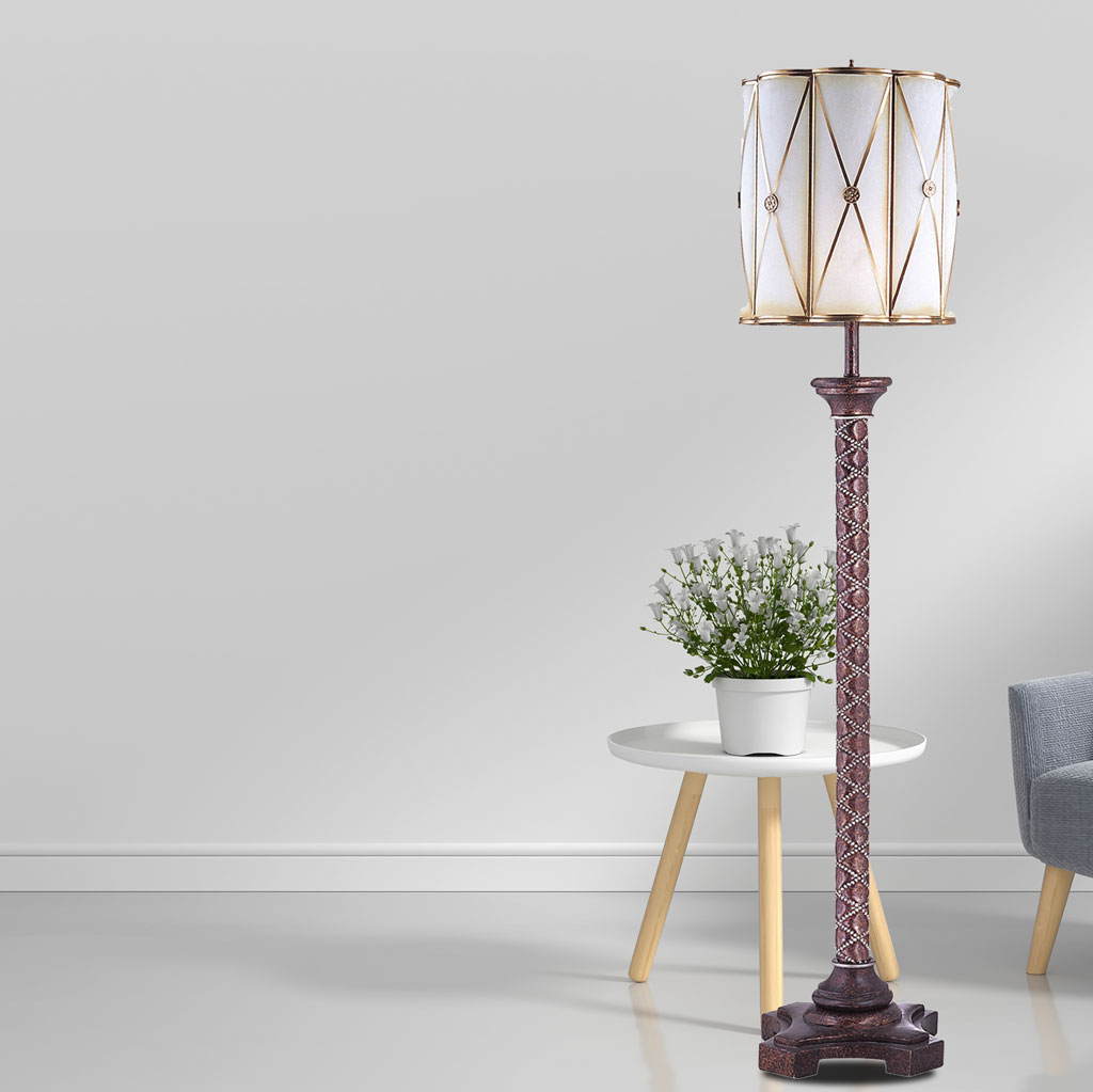 Đèn cây đồng phòng khách đính hạt pha lê chụp thủy tinh Venus 700001-01 Đèn cây đồng phòng khách đính hạt pha lê chụp thủy tinh Venus 700001-01