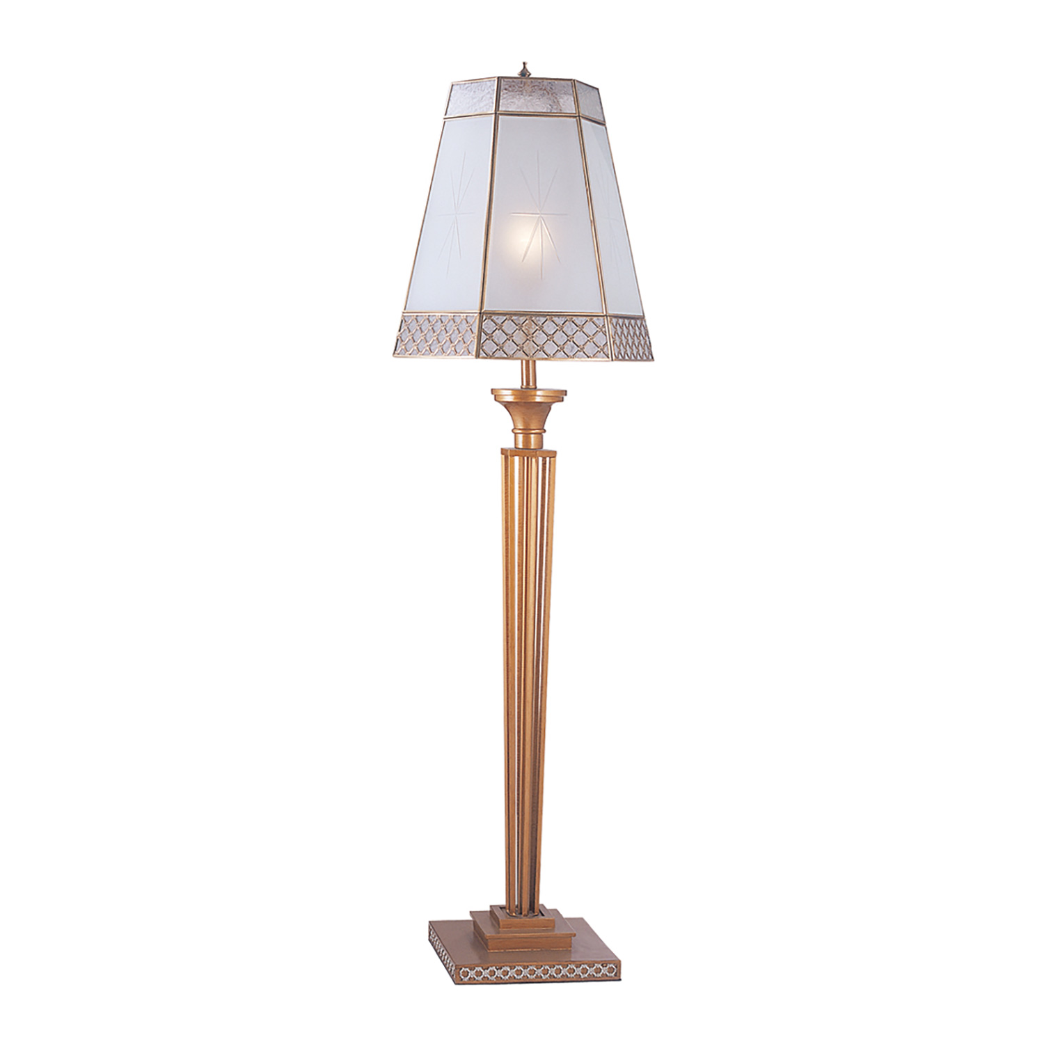 Đèn cây đồng phòng khách chụp thủy tinh lục giác cổ điển Venus 700037-01 Đèn cây đồng phòng khách chụp thủy tinh lục giác cổ điển Venus 700037-01