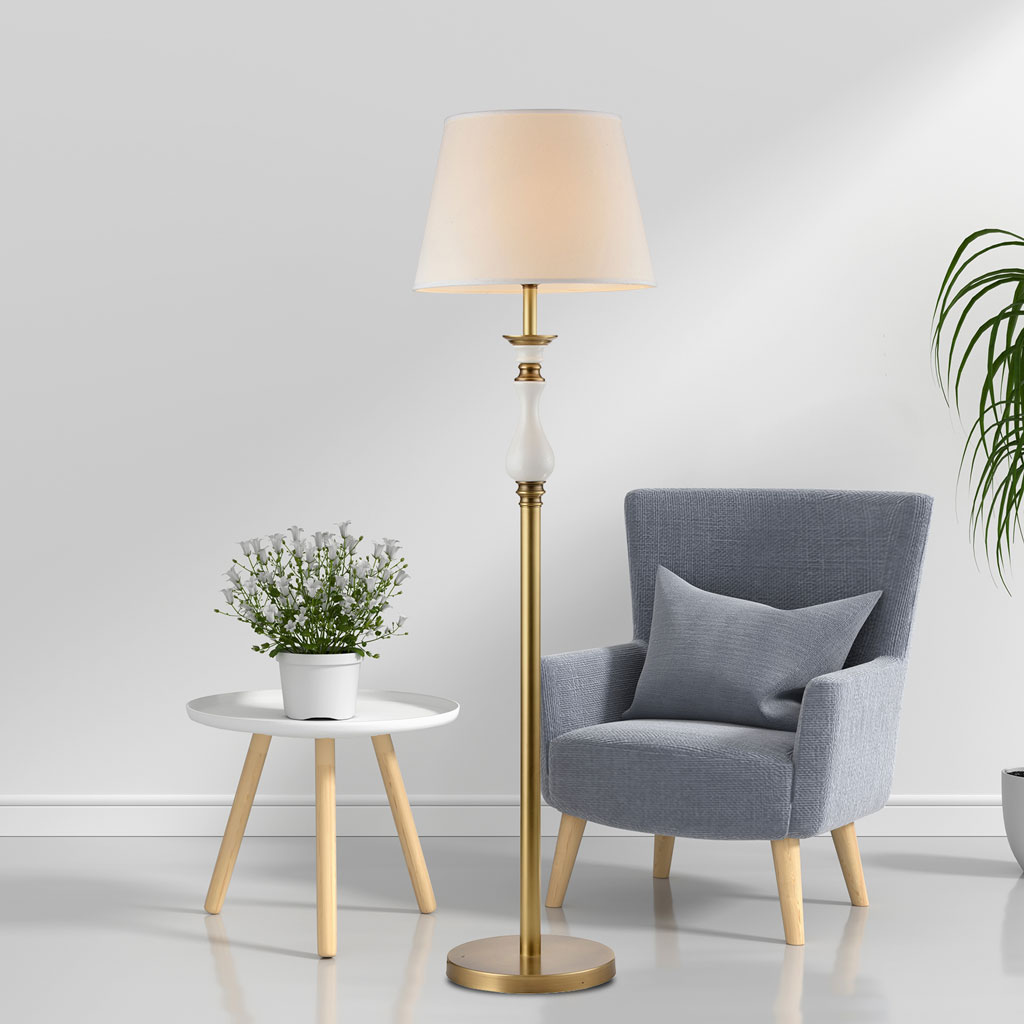 Đèn cây đồng phòng khách thân gốm sứ cao cấp Venus 700310-01 Đèn cây đồng phòng khách thân gốm sứ cao cấp Venus 700310-01