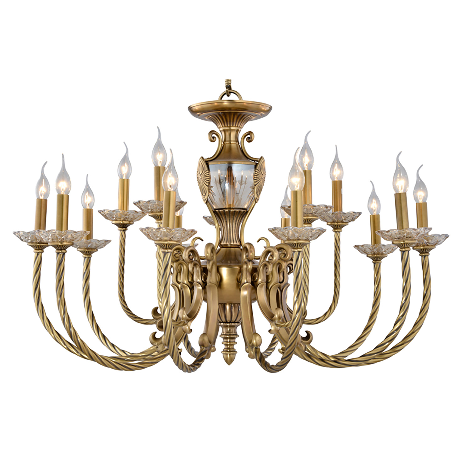 Đèn Chùm Đồng Kiểu Châu Âu Cổ Điển Venus 80040-15 15 tay bóng nến Đèn Chùm Đồng Kiểu Châu Âu Cổ Điển Venus 80040-15 15 tay bóng nến