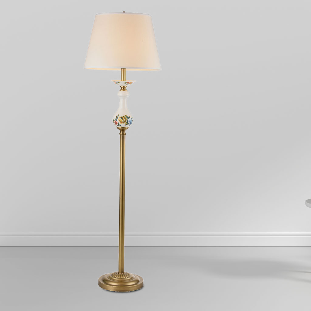 Đèn cây đồng phòng khách thân gốm sứ cao cấp Venus 80043-01L Đèn cây đồng phòng khách thân gốm sứ cao cấp Venus 80043-01L