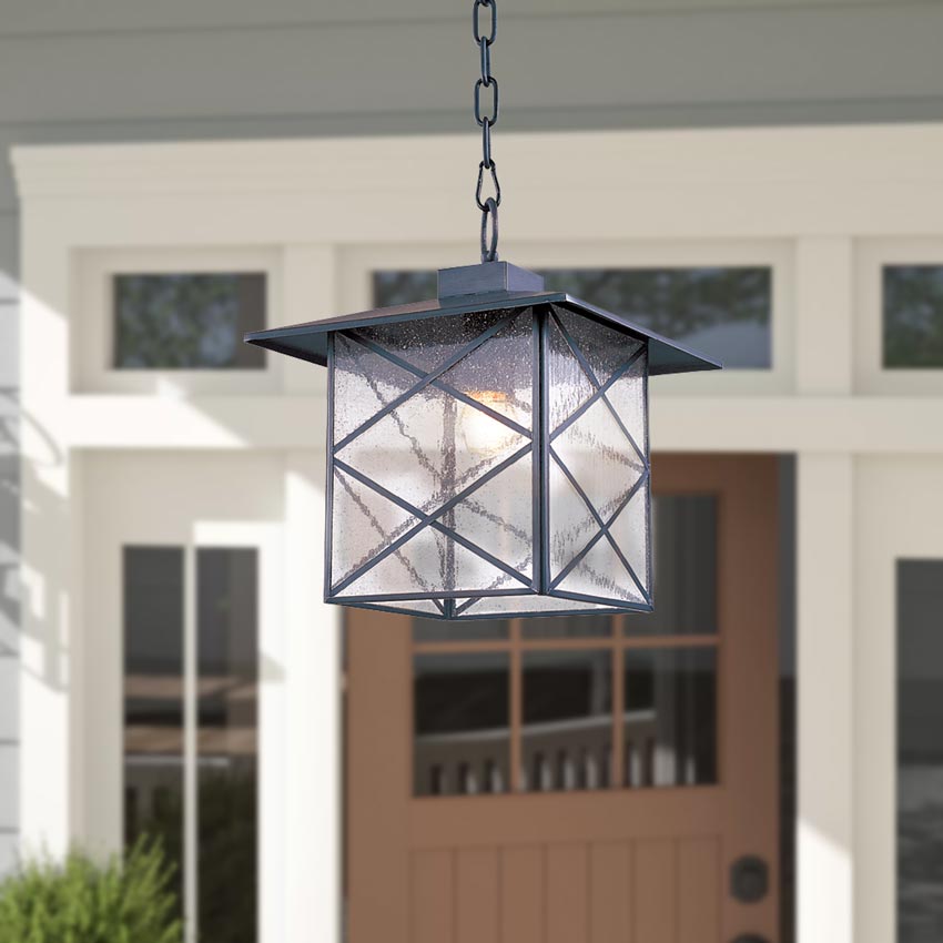 Đèn thả sắt thép hình vuông treo mái hiên Venus 100091-01 1 Bóng