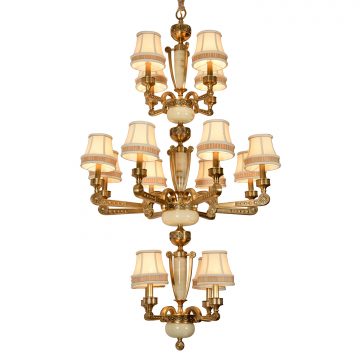 Đèn Chùm Đồng Cao Cấp Venus 91008-4+8+4 16 tay bóng nến