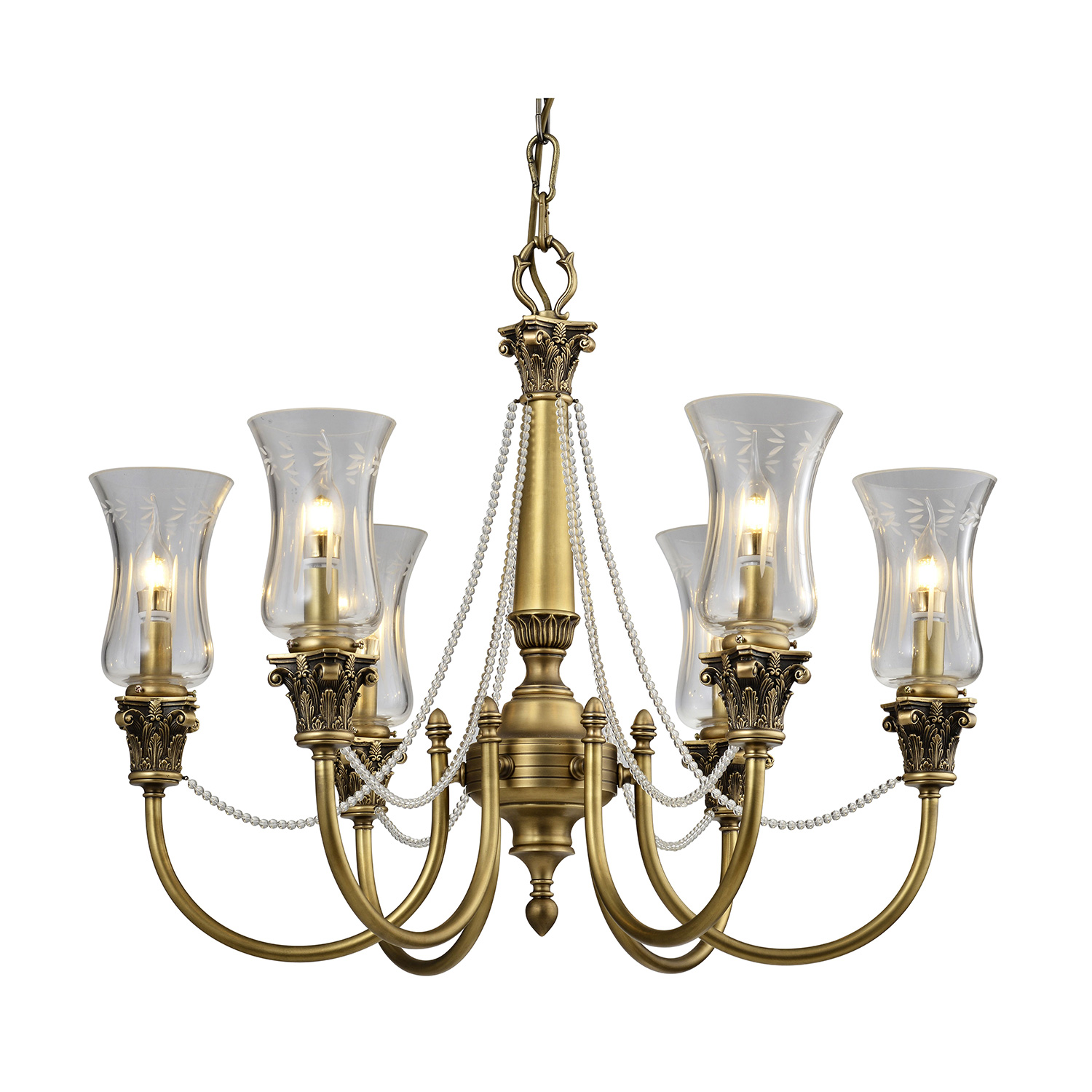 Đèn Chùm Đồng Hiện Đại Cao Cấp Venus 91021-06 6 tay bóng nến Đèn Chùm Đồng Hiện Đại Cao Cấp Venus 91021-06 6 tay bóng nến