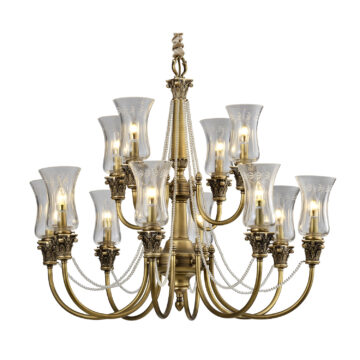 Đèn Chùm Đồng Hiện Đại Cao Cấp Venus 91021-8+4 12 tay bóng nến