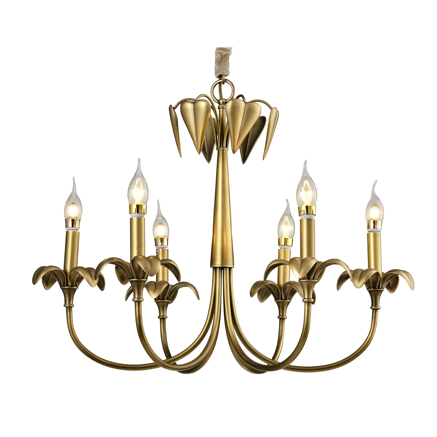 Đèn Chùm Đồng Hiện Đại Cao Cấp Venus 91026-06 6 tay bóng nến Đèn Chùm Đồng Hiện Đại Cao Cấp Venus 91026-06 6 tay bóng nến