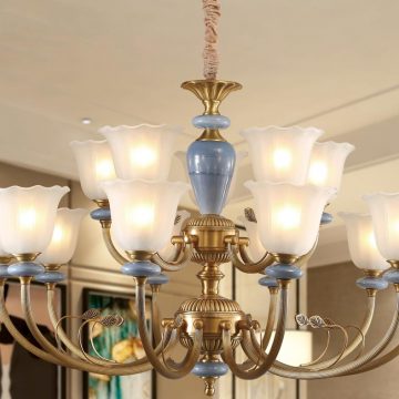 Đèn chùm đồng tay thủy tinh cổ điển cao cấp Venus DC5-001