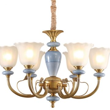 Đèn chùm đồng tay thủy tinh cổ điển cao cấp Venus DC5-001
