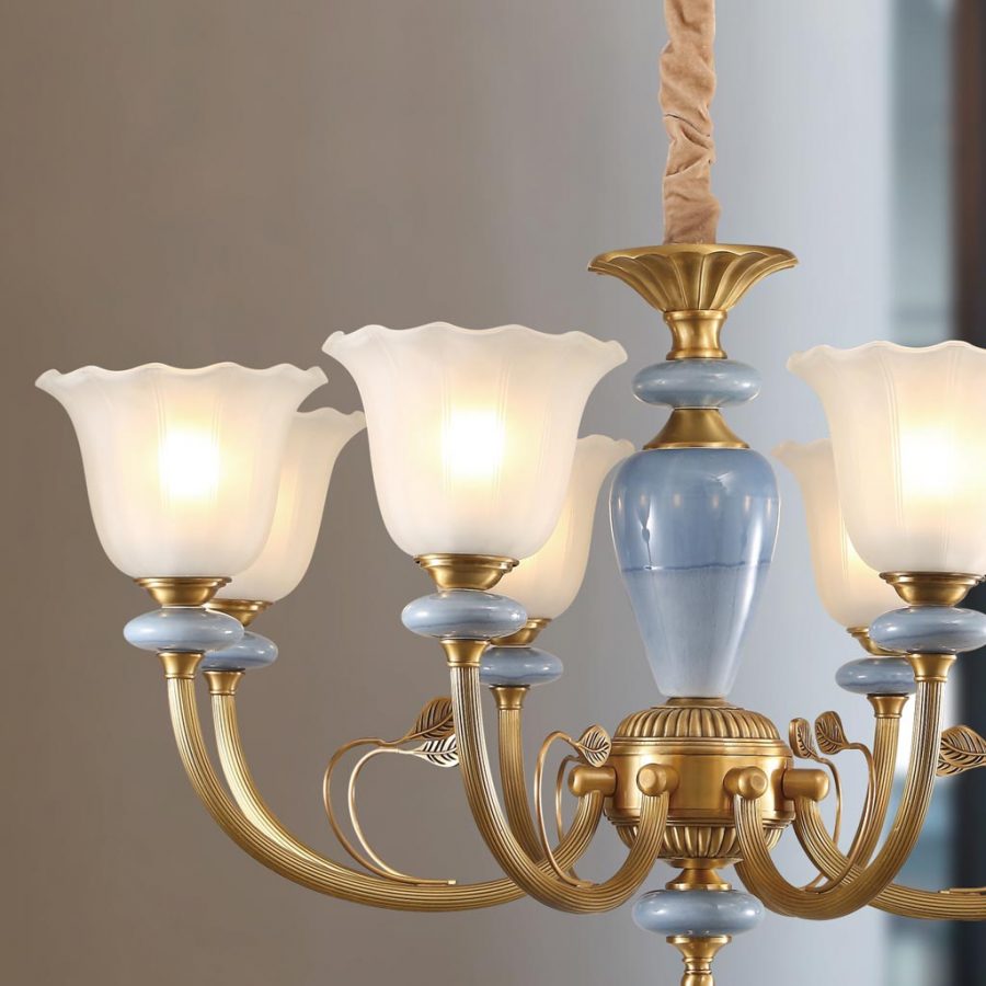 Đèn chùm đồng tay thủy tinh cổ điển cao cấp Venus DC5-001