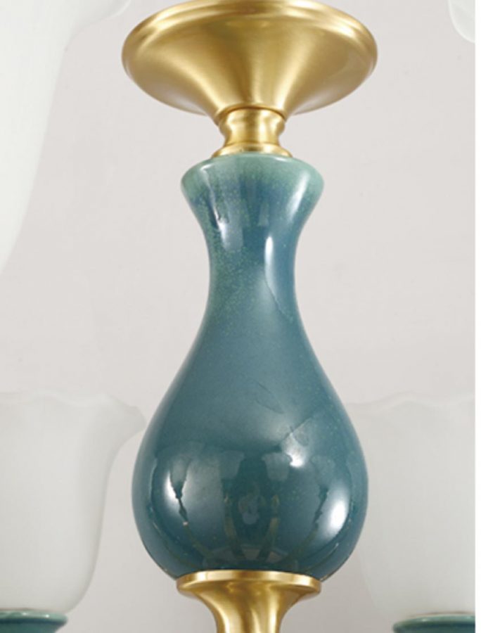 Đèn chùm đồng thủy tinh cổ điển xanh ngọc bích Venus DC5-002