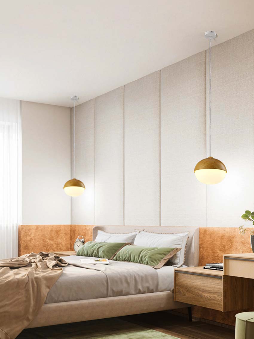 đèn thả trang trí trần nhà bằng gỗ