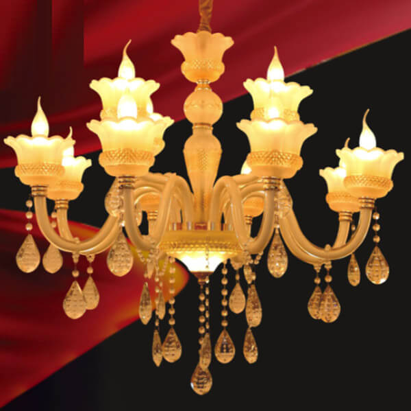 Đèn chùm Pha lê thân Thủy tinh 12 Bóng VENUS KD6523/8+4 Đèn chùm Pha lê thân Thủy tinh 12 Bóng VENUS KD6523/8+4