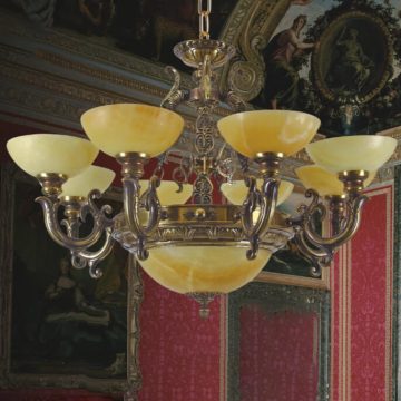 Đèn chùm đồng Chao đá 8 Bóng Venus MD1120/8