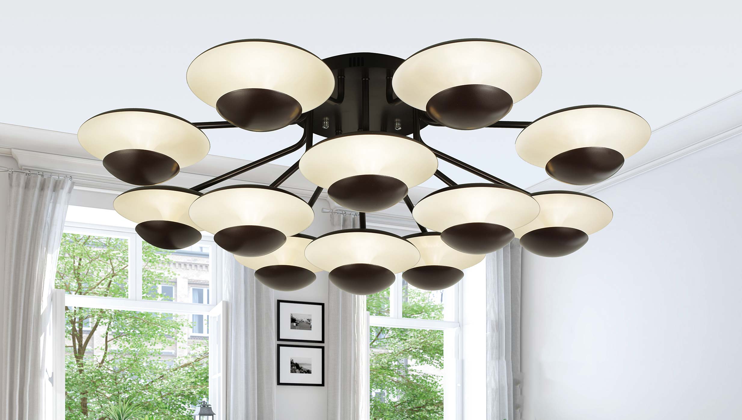 Đèn Trang Trí Chùm Phòng Khách Kiểu Hàn Quốc Khung Sắt Chao Thủy Tinh 12 Tay 144W Venus Pd50 Đèn Trang Trí Chùm Phòng Khách Kiểu Hàn Quốc Khung Sắt Chao Thủy Tinh 12 Tay 144W Venus Pd50