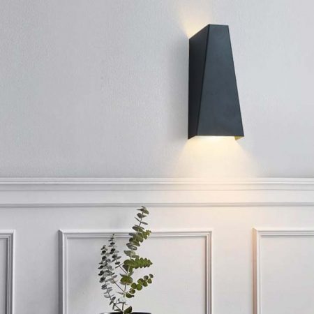 đèn hắt tường hiện đại màu đen hình thoi 2 đầu sáng