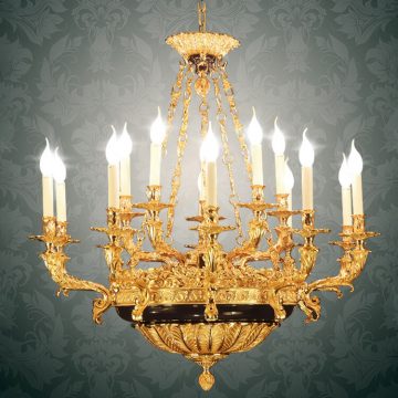 Đèn chùm đồng nến cổ điển 16 Bóng Venus  Y7039/10+5+1