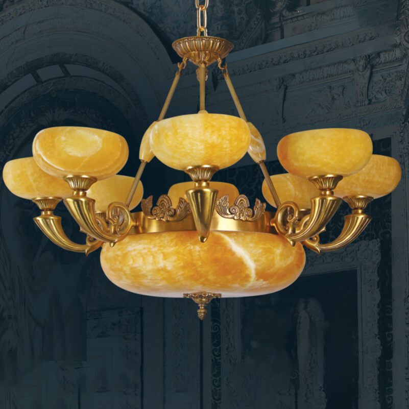 Đèn chùm đồng Chao đá 8 Bóng Venus YD1148/8 Đèn chùm đồng Chao đá 8 Bóng Venus YD1148/8