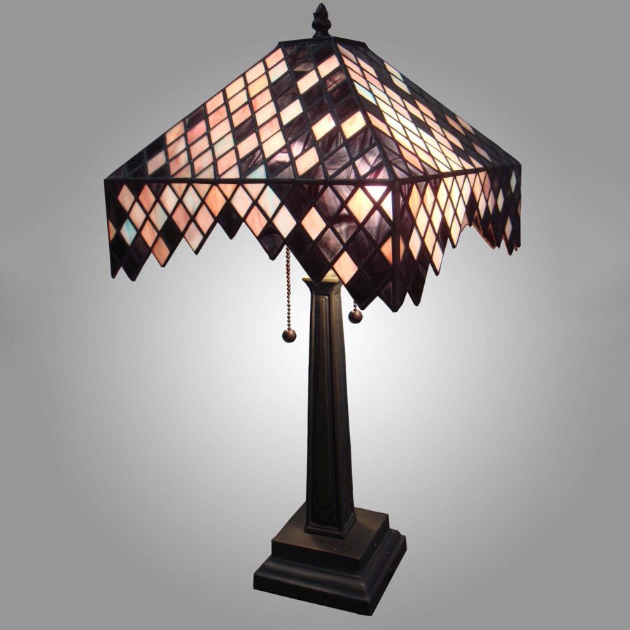 Đèn bạn chụp vải họa tiết caro nghệ thuật