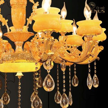Đèn chùm chao đá bóng nến 15 nhánh Venus VIR6161/10+5