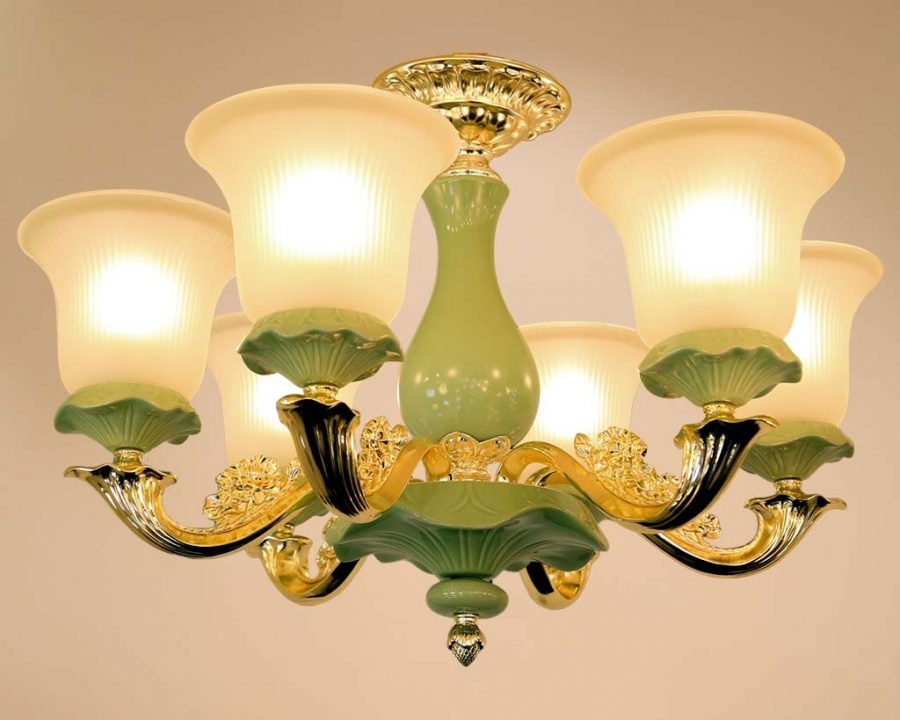 Đèn chùm gốm vintage