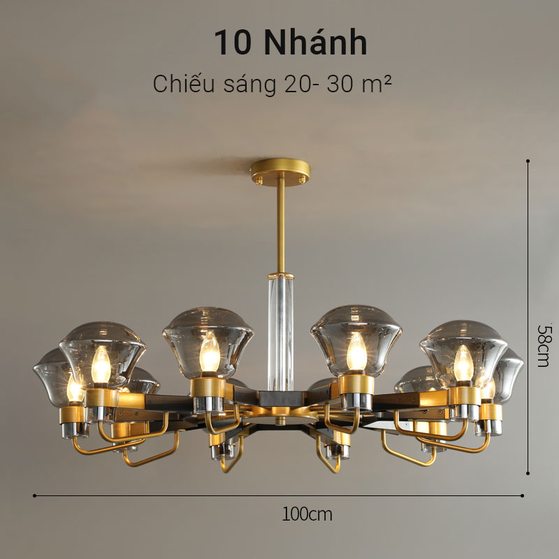 Đèn chùm thủy tinh trang trí phòng khách hiện đại Venus KD160801