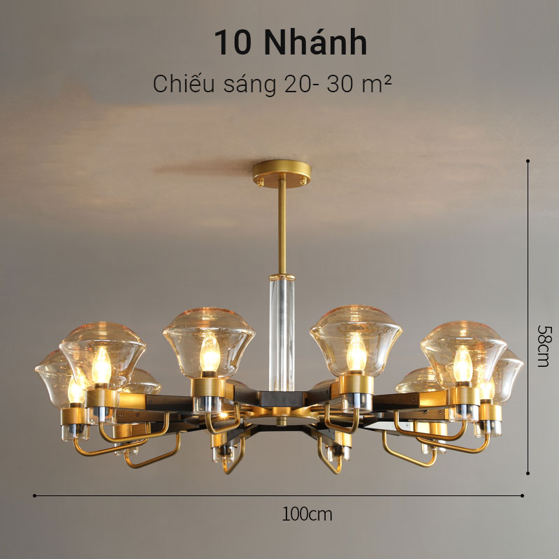 Đèn chùm thủy tinh trang trí phòng khách hiện đại Venus KD160801