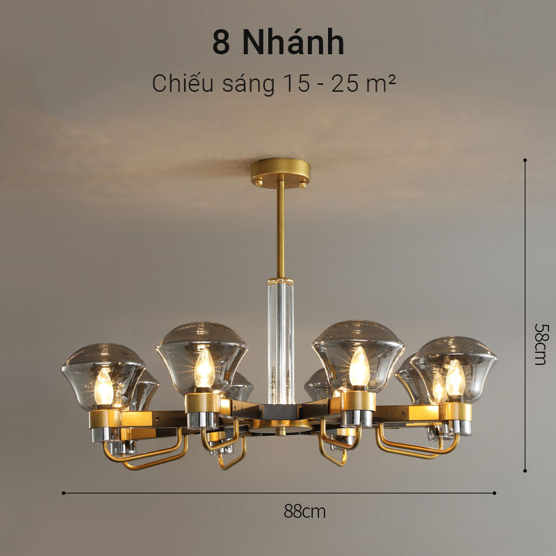 Đèn chùm thủy tinh trang trí phòng khách hiện đại Venus KD160801