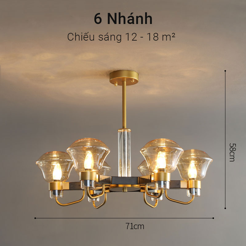 Đèn chùm thủy tinh trang trí phòng khách hiện đại Venus KD160801