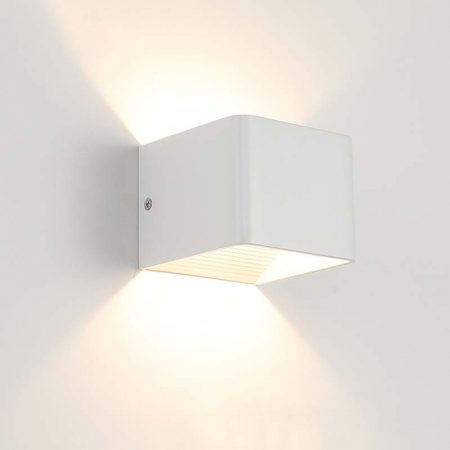 đèn hắt tường hiện đại màu trắng hình vuông đơn giản 2 đầu chiếu sáng